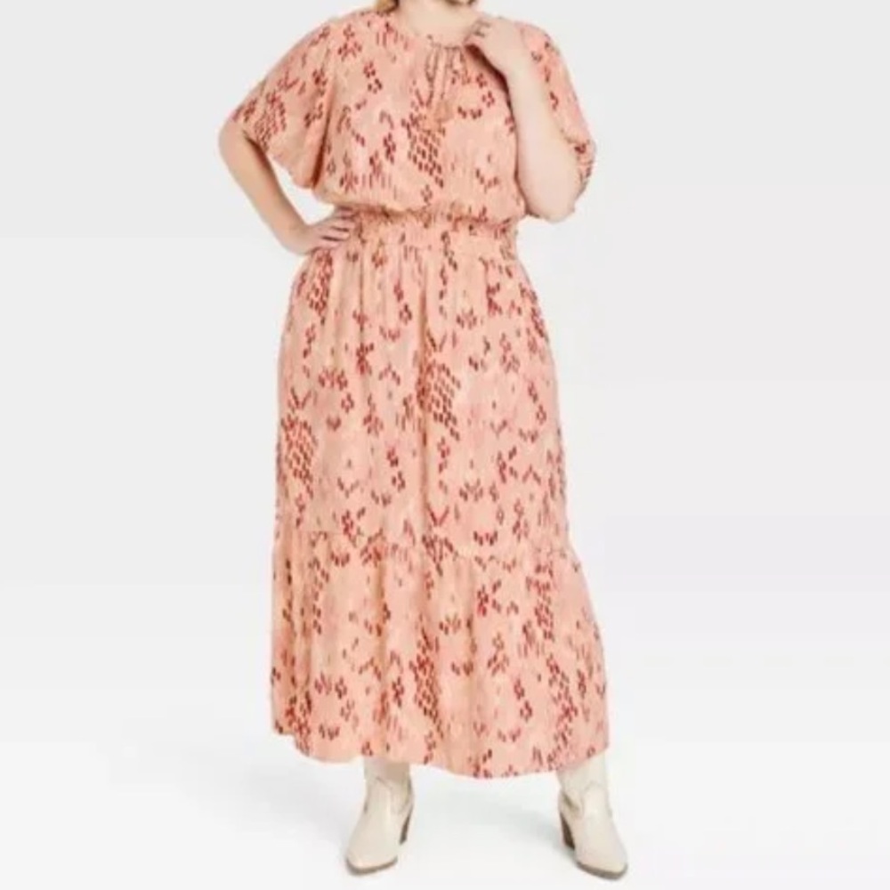 Knox Rose Women’s Flutter Short-Sleeve A-Line Dress.      Pale Coral   S.  NWT